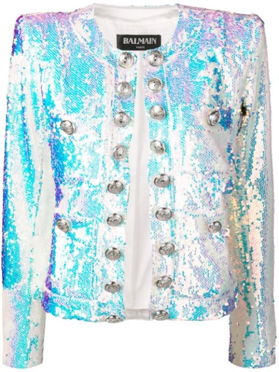 Balmain Sequin Jacket In White