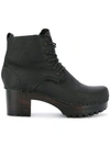 No.6 Lander Lace Up Shearling Clog Boot In Black