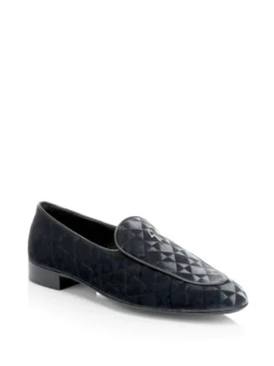 Giuseppe Zanotti Embossed Velvet Loafers In Grigio