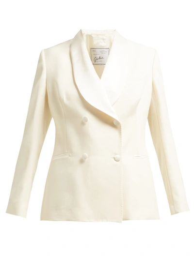 Giuliva Heritage Collection Dorothea Double-breasted Wool Blazer In White