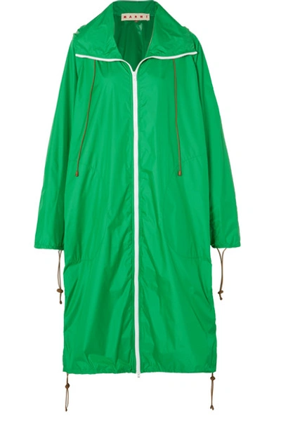 Marni Hooded Shell Raincoat In Green