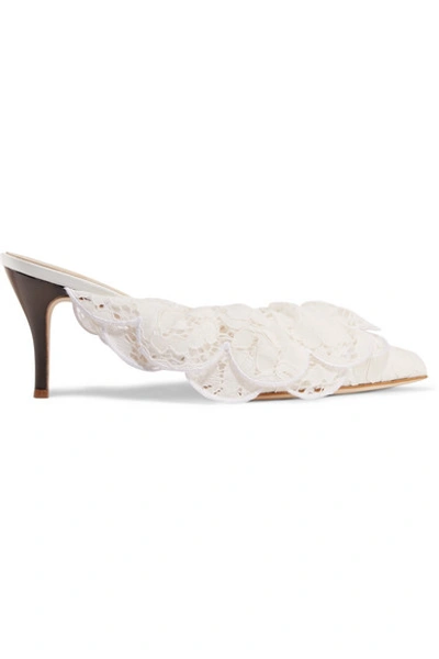 Brother Vellies Stell Ruffled Corded Lace Mules In White