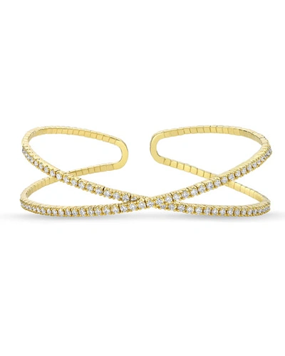 Memoire 18k Gold Flexible Crisscross Diamond Bangle