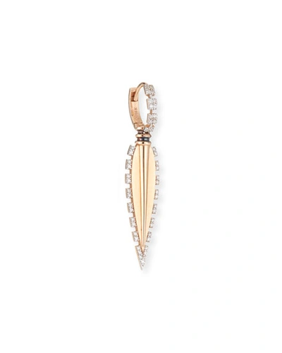 Kismet By Milka 14k Rose Gold Diamond Knurled Blade Drop Earring (single)