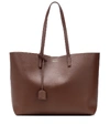 Saint Laurent Large Leather Shopper In Brandy