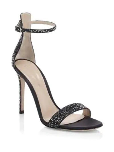 Gianvito Rossi Glam Crystal-embellished Silk Sandals In Black
