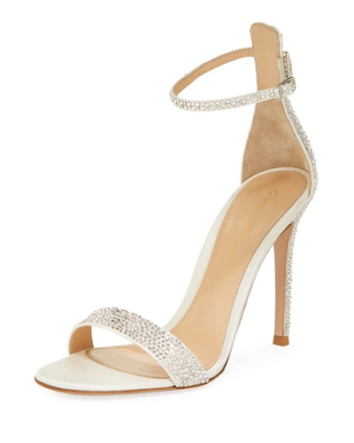 Gianvito Rossi Glam Crystal-embellished Silk Sandals In Off White