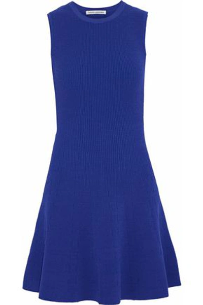 Autumn Cashmere Woman Fluted Ribbed-knit Mini Dress Indigo