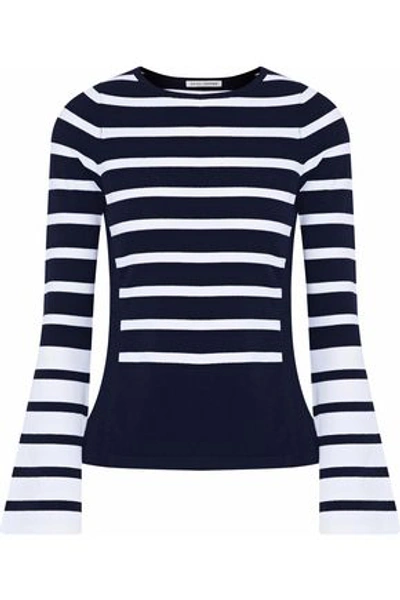 Autumn Cashmere Woman Striped Stretch-knit Top Navy