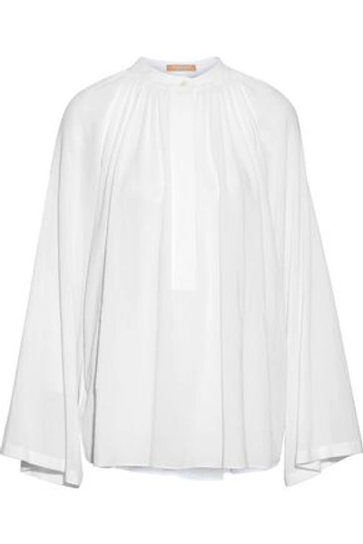 Michael Kors Gathered Cotton-gauze Blouse In White