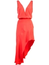 Haney Asymmetric V-neck Dress In Red