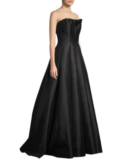 Basix Black Label Ruffled Strapless Gown In Black