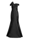 Basix Black Label Off-the-shoulder Bow Front Mermaid Gown In Black