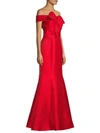 Basix Black Label Off-the-shoulder Bow Front Mermaid Gown In Red