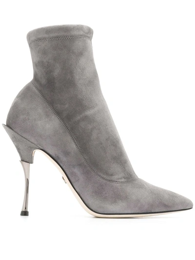 Dolce & Gabbana Sock Ankle Booties In Grey