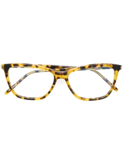 Saint Laurent Square Frame Glasses In Brown