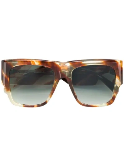 Celine Rectangular Acetate Sunglasses In Brown