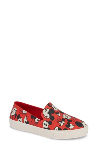 Melissa Ground Mickey Mouse Slip-on Sneaker In Red/ White Fabric