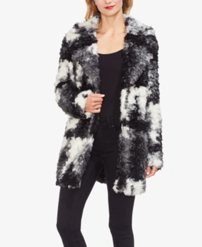 Vince Camuto Marled Shaggy Faux Fur Jacket In Rich Black