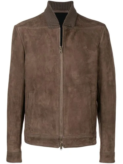 Salvatore Santoro Slim-fit Leather Jacket In Brown