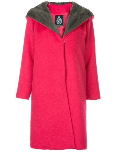 Guild Prime Faux Fur Collar Coat In Pink