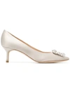 Manolo Blahnik Hangisi 50 Jewel Buckled Pumps In Grey