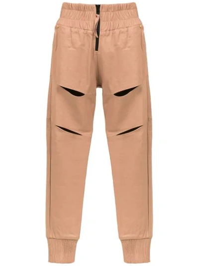 Andrea Bogosian Panelled Leather Trousers In Neutrals