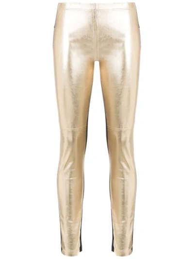 Andrea Bogosian Bicolour Leather Trousers In Yellow