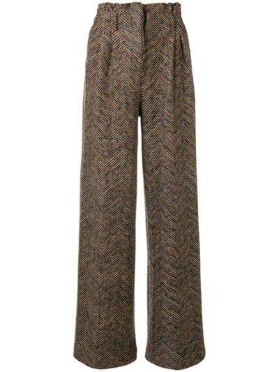 Missoni Herringbone Flared Trousers - Brown