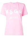 Msgm Logo Print T-shirt In Pink