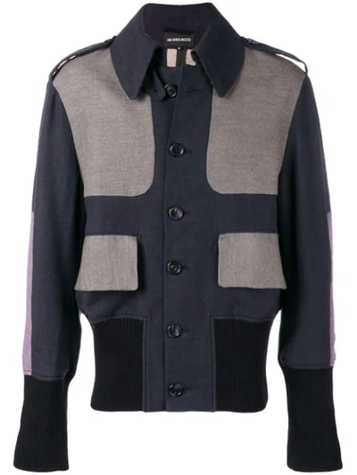 Ann Demeulemeester Contrasting Panels Jacket In Blue