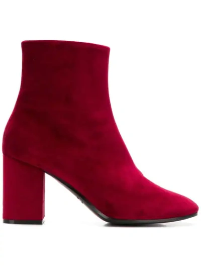 Balenciaga Logo Heel Ankle Boots In Red