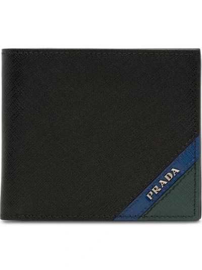 Prada Colour-block Wallet In Black