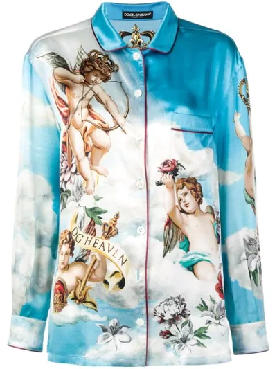 Dolce & Gabbana Printed Pyjama Blouse In Blue