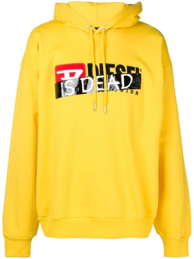 Diesel Logo Embroidered Hoodie In Yellow