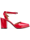 Marni Squared Open Toe Pumps In Red