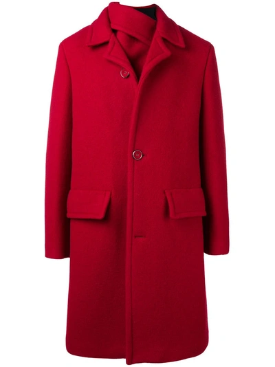 Raf Simons Single-breasted Coat In Red