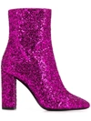 Saint Laurent Glitter Chunky Boots - Pink In Black