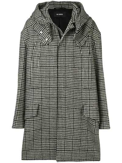 Raf Simons Houndstooth Padded Parka In Black