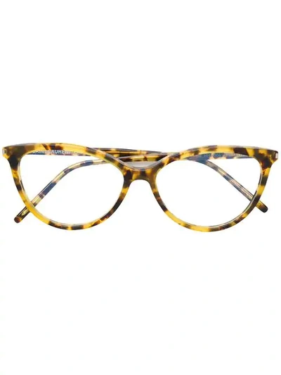 Saint Laurent Cat Eye Frame Glasses In Brown