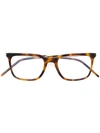 Saint Laurent Rectangular Shaped Glasses In 004 Havana/ Gold