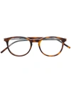 Saint Laurent Round Tortoise Shell Optical Glasses In Brown