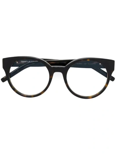 Saint Laurent Round Shaped Glasses In Brown