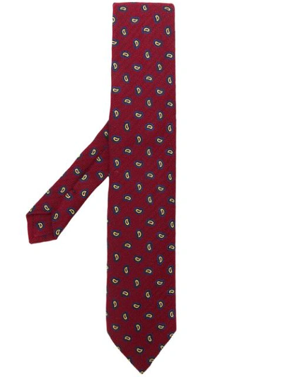 Etro Paisley Embroidery Tie In Red