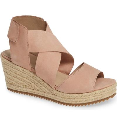 Eileen Fisher 'willow' Espadrille Wedge Sandal In Toffee Cream Nubuck