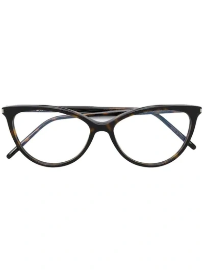 Saint Laurent Cat Eye Frame Glasses In Brown
