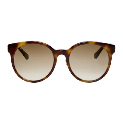 Gucci Tortoiseshell Round Striped Sunglasses