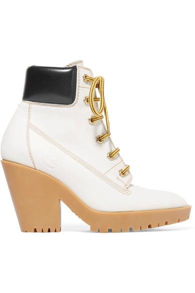 Maison Margiela Leather Trimmed Nubuck Ankle Boots In White | ModeSens
