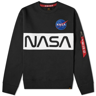 Alpha Industries Nasa Inlay Crew Sweat In Black