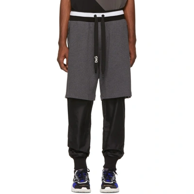 Dolce & Gabbana Dolce And Gabbana Grey And Black Logo Band Lounge Pants In S8292 Grey